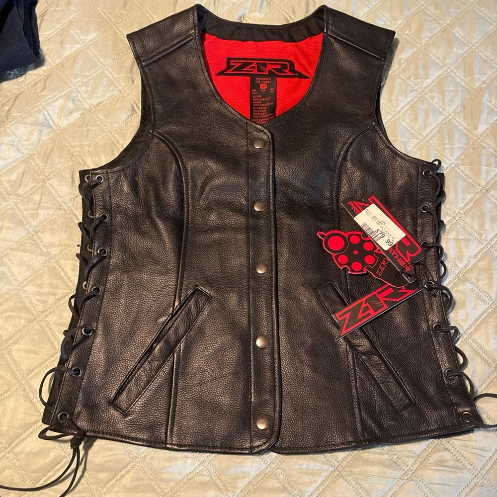 Women's Black Leather Vest